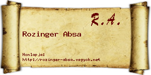 Rozinger Absa névjegykártya